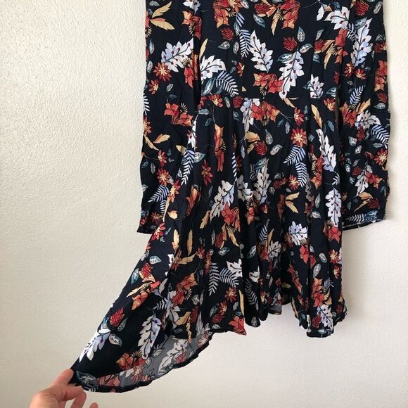 Jaase Boho Chic Floral Botanical Print Flowy Long Sleeve Bohemian Swing Dress XS - Picture 4 of 8